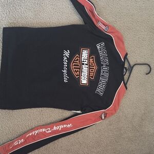 Harley-Davidson Black & Orange Long Sleeve Logo Top